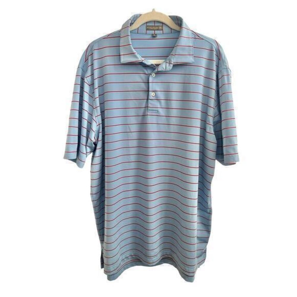 Peter Millar Summer Comfort Shirt Mens Extra Large Golf Polo Blue Red Business